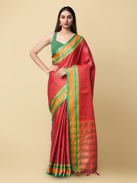 

Unnati Silks Red & Orange Woven Design Art Silk Patola Saree