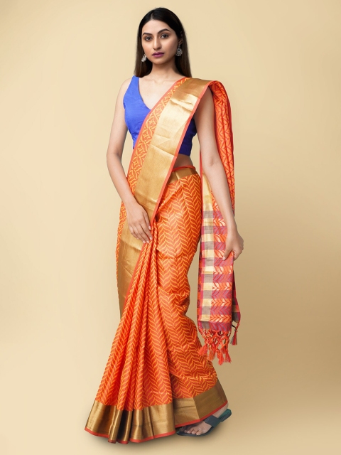 

Unnati Silks Red & Yellow Woven Design Art Silk Patola Saree