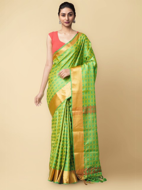 

Unnati Silks Women Green & Yellow Fancy Art Silk Saree