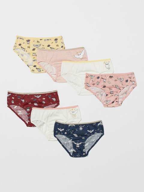 

H&M Girls 7-Pack Printed Briefs, White