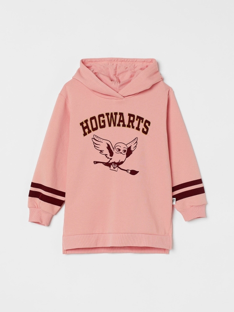 

H&M Girls Pink Oversized Printed Hoodie