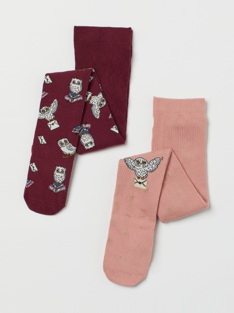 

H&M Girls Pink & Red 2-pack motif-detail tights