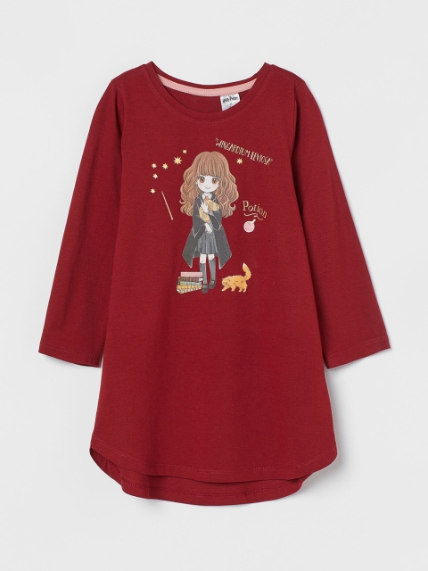 

H&M Girls Red Printed Nightdress