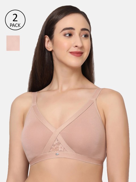 

Soie Pack Of 2 Beige & Nude-Coloured T-shirt Bra-COMBO CB-405DARK-SKIN/PEACH