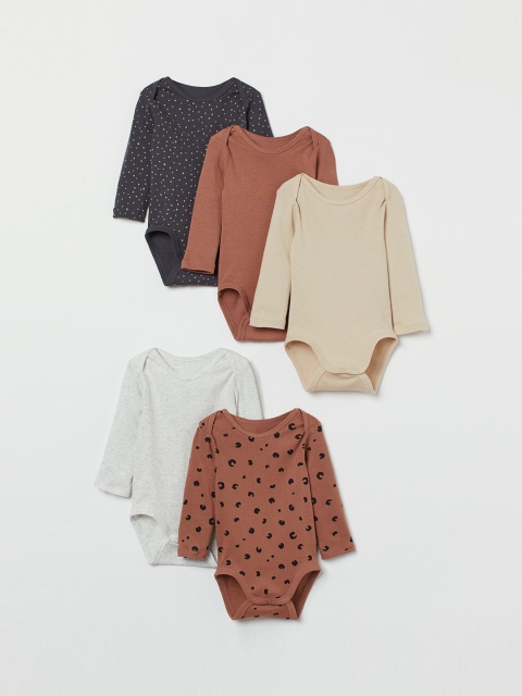 

H&M Girls Multi Colored 5-pack long-sleeved bodysuits