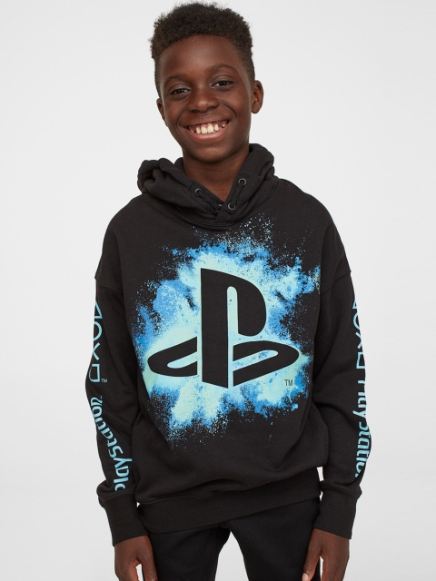 

H&M Boys Black& Blue Printed Hoodie