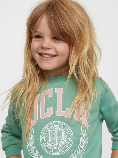 

H&M Girls Green Printed Sweatshirt