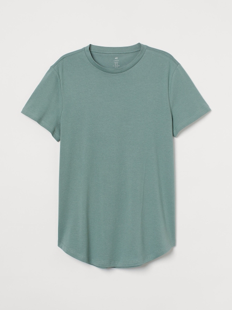 

HM Men Green Pure Cotton T-shirt Long Fit