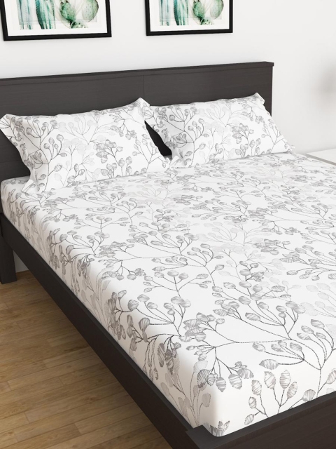 

Home Centre Blue Floral 144 TC 3 King Bedsheet with Pillow Covers