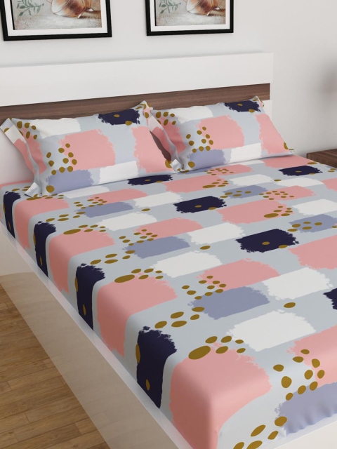 

Home Centre Juniper Strike Multicoloured Printed 3 Piece Double Bedsheet, Grey