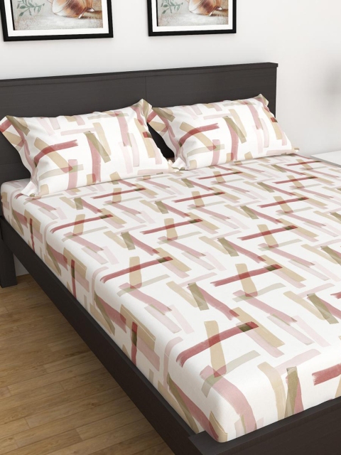 

Home Centre Brown & Pink Geometric 100 TC King Bedsheet with 2 Pillow Covers