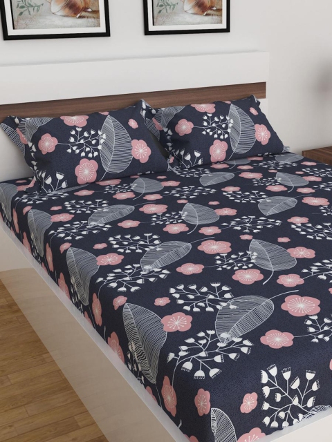 

Home Centre Blue & Pink 400 TC 2 King Bedsheet with Pillow Covers