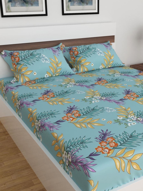 

Home Centre Blue & Purple Floral 3 King Bedsheet with Pillow Covers