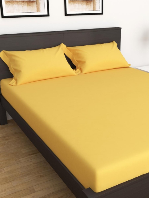 

Home Centre Yellow 104 TC 3 King Bedsheet with Pillow Covers