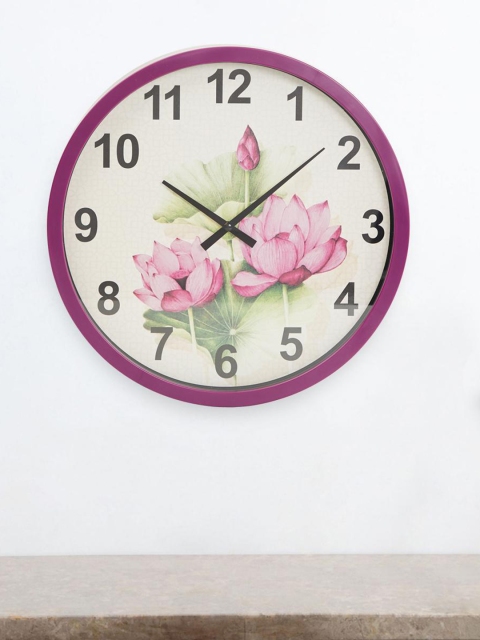 

Home Centre Purple & White Floral Printed Wall Clock