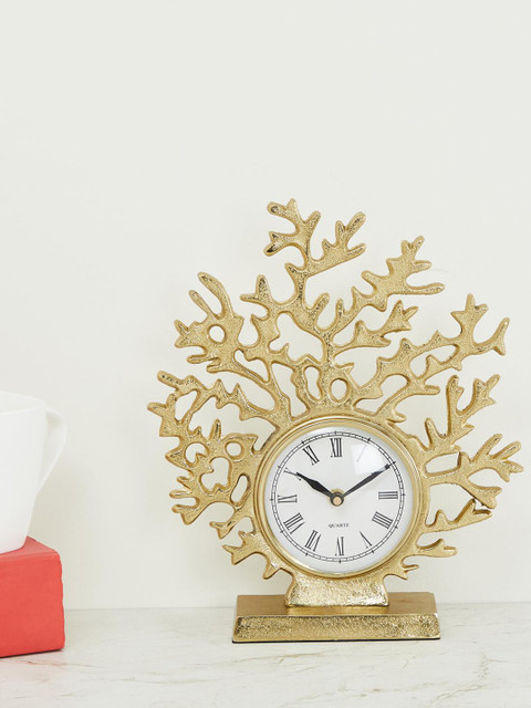 

Home Centre Gold-Toned Embellished Coral Table Clock