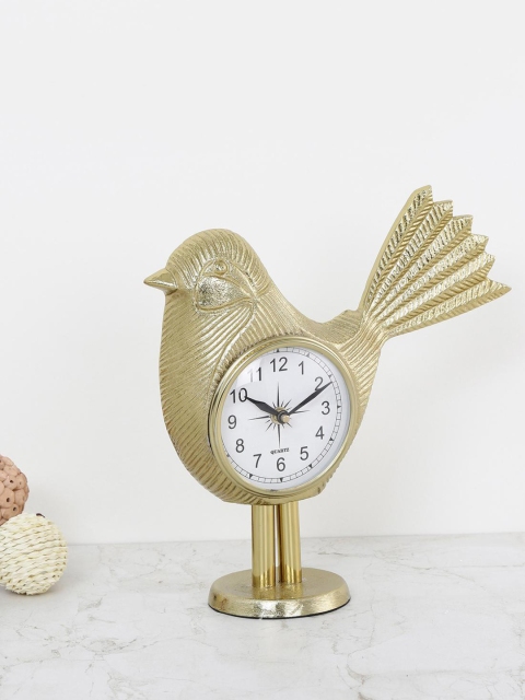 

Home Centre Gold-Toned & White Bird Table Clock