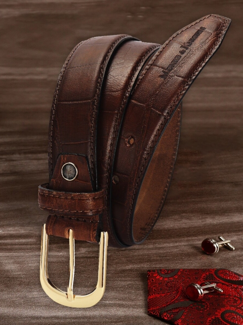 

MONKS & KNIGHTS Men Brown Textured Belt