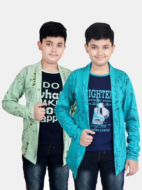 

Fabshio Boys Pack of 2 Green & Blue Printed Jacket