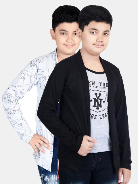 

Fabshio Boys Grey & Black Pack of 2 Full Sleeves Tshirt Shrugs
