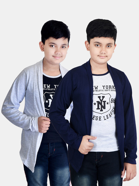 

Fabshio Boys Grey Typography 2 Printed Raw Edge T-shirt