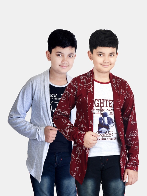 

Fabshio Boys Grey Typography 2 Printed Applique T-shirt