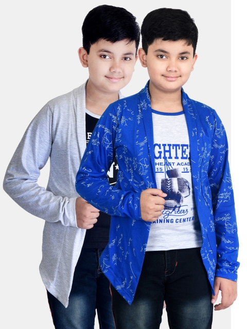 

Fabshio Boys Pack of 2 Grey & Blue Printed T-shirts