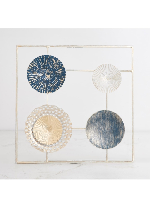

Home Centre Gold Toned & White Printed Iliano Round Plate Wall Art