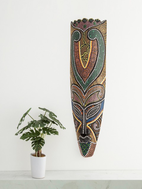

Home Centre Charcoal Grey & Green Printed Wooden Magnolia Mask