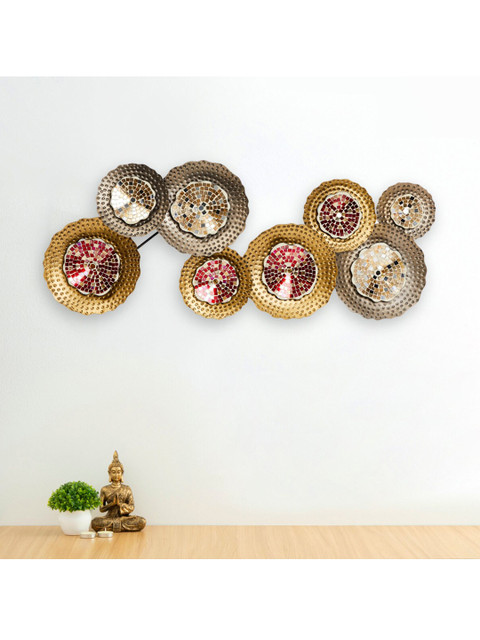 

Home Centre Gold-Toned and Red Printed Samara Abstract Multi Plates Wall Decor