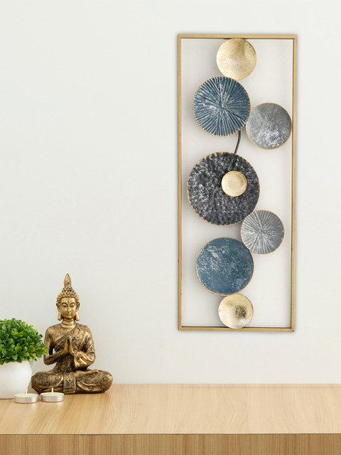 

Home Centre Gold-Toned & Grey Printed Iliano Round Multi-Plates Wall Decor