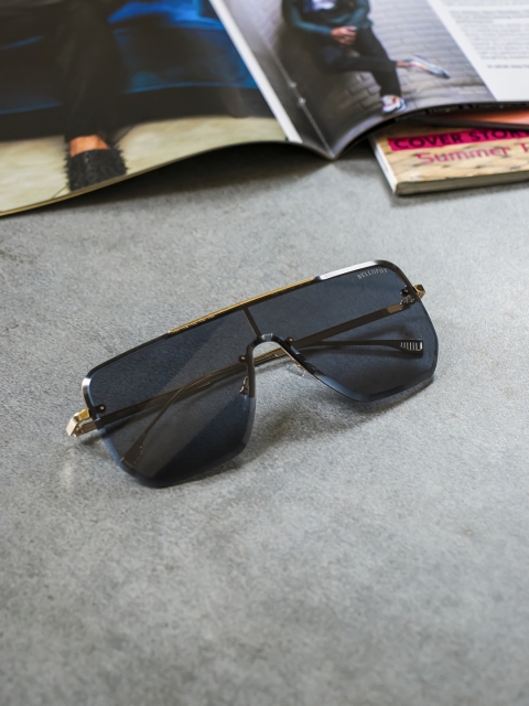 

Bellofox Unisex Black Lens & Gold-Toned Oversized Sunglasses, Blue