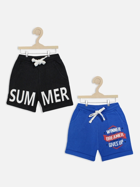 

Miss & Chief Unisex Kids Pack of 2 Printed Regular Shorts, Black