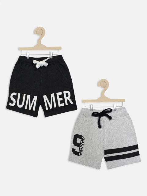 

Miss & Chief Unisex Kids Grey Typography Printed Regular Shorts
