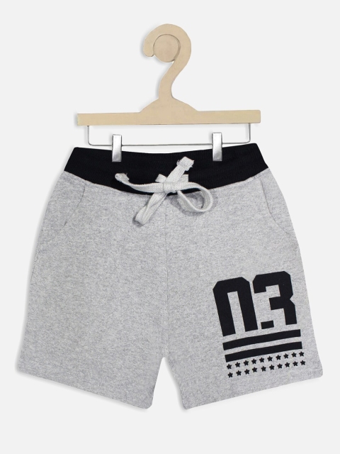 

Miss & Chief Unisex Kids Grey Melange Regular Shorts