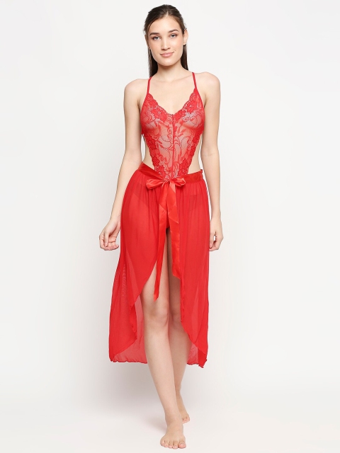 

Lady Love Red Net Baby Doll with High-Low