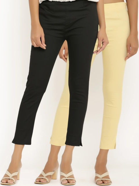 

ANAISA Women Pack of 2 Slim Fit Trousers, Beige