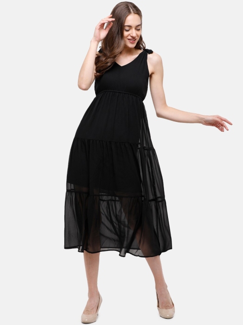 

Double Two Black Solid Empire Midi Dress