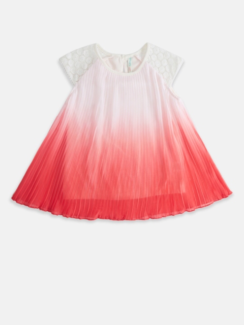 

Pantaloons Junior Girls Coral & White Ombre Georgette A-Line Top