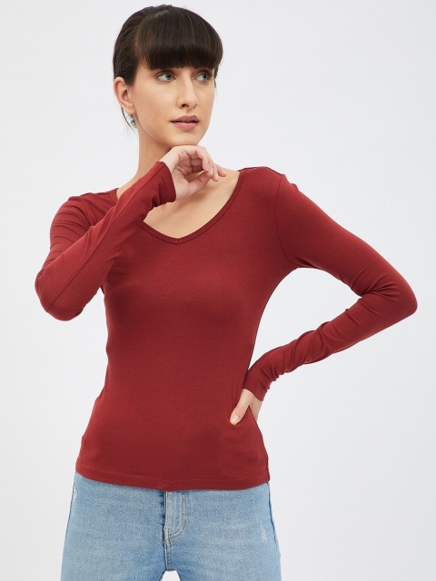 

Harpa Women Rust Solid Fitted Top