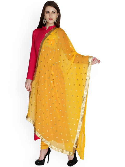 

Dupatta Bazaar Yellow Embroidered Chiffon Dupatta