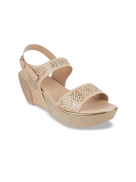 

Metro Women Beige Platform Sandals with Laser Cuts