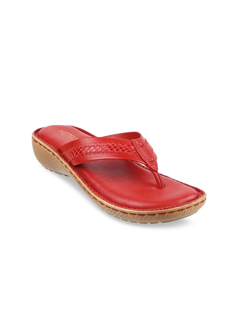

Metro Women Red Textured Casual Wedge Sandals