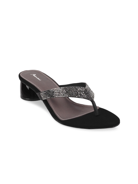 

Metro Women Black Embellished Block Sandals
