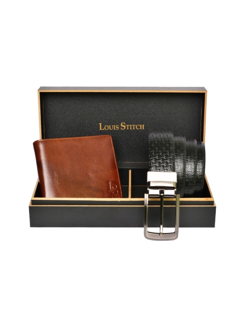 

LOUIS STITCH Men Brown & Black Genuine Leather Accessory Gift Set