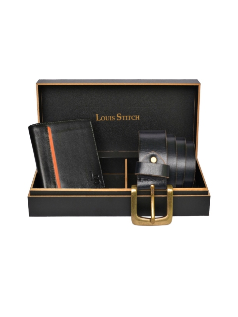 

LOUIS STITCH Men Black Genuine Leather Accessory Gift Set