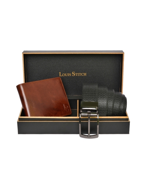 

LOUIS STITCH Men Genuine Leather Accessory Gift Set, Black