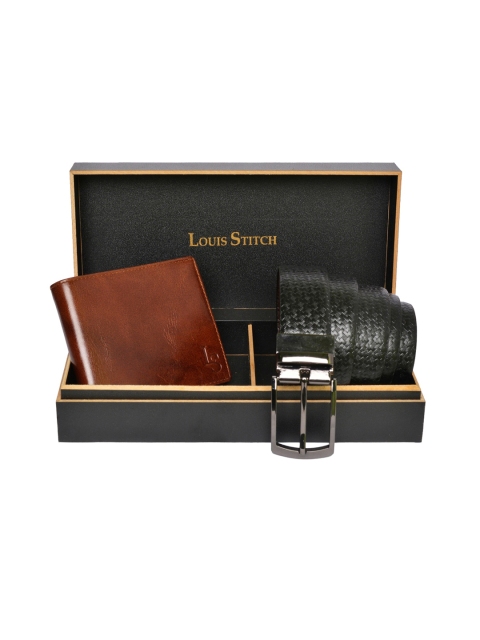

LOUIS STITCH Men Genuine Leather Accessory Gift Set, Brown