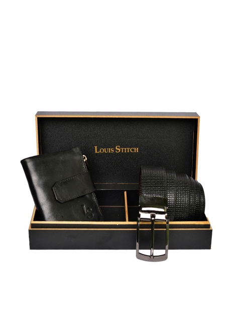 

LOUIS STITCH Men Black Genuine Leather Accessory Gift Set