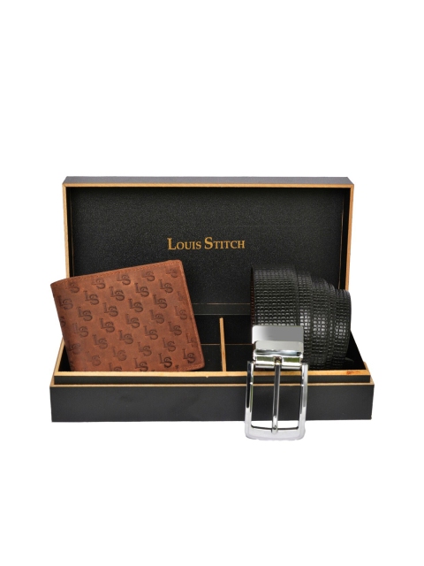 

LOUIS STITCH Men Black & Brown Genuine Leather Accessory Gift Set
